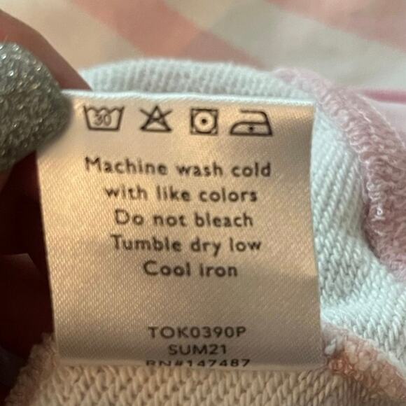 Draper James 100% Cotton Sweatshirt Pink White Stripes Oversized Comfy Leisure - Picture 7 of 9